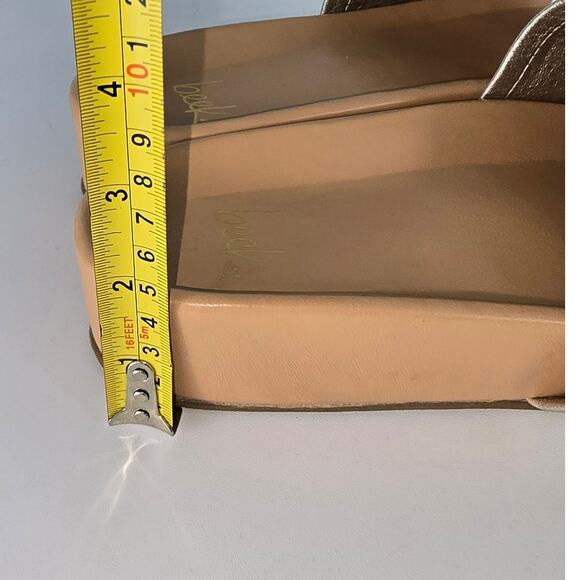 Beek Pelican in Metallic Gold Upper Tan Footbed Leather Slide Sandals Size 11 - Picture 6 of 14